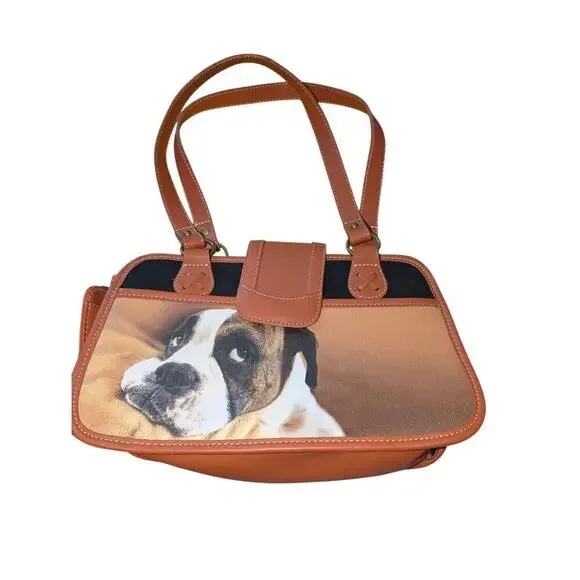 Ardleigh Elliott Handbag Brown Tote Boxer Faithful Friends Boxer print - Picture 1 of 4